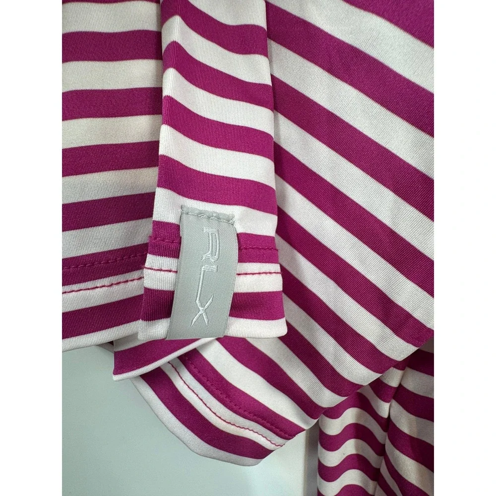 Ralph Lauren RLX Golf Polo Shirt Pink White Stripe Performance Men's‎ Small